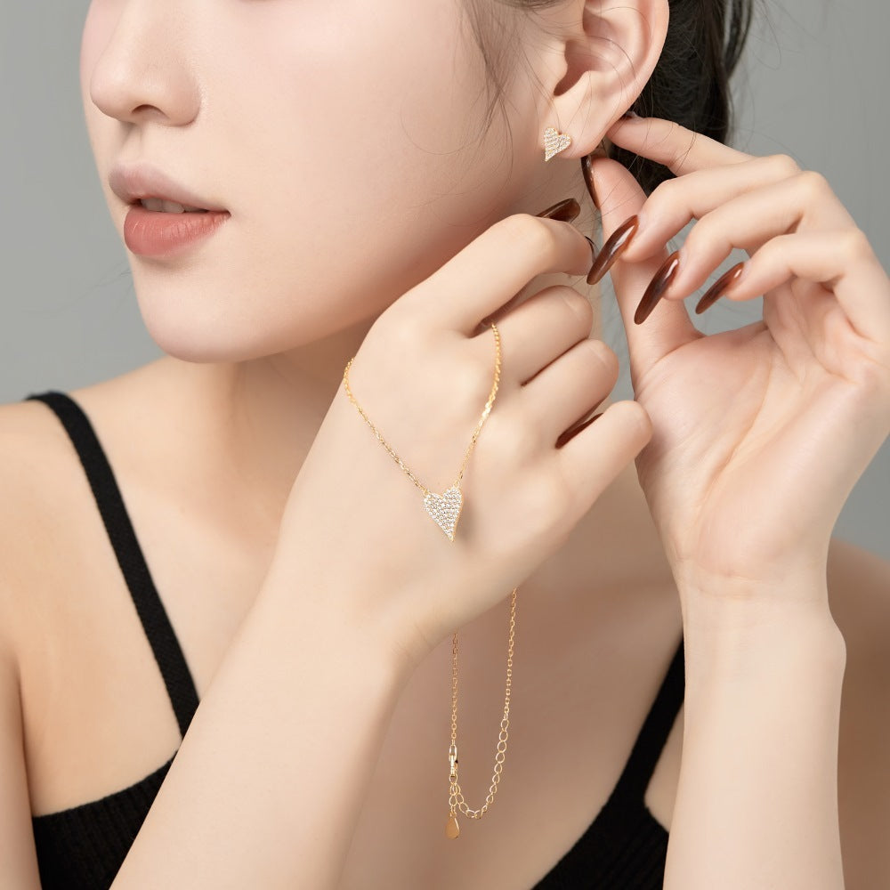 New S925 Sterling Silver Women's Necklace Ear Stud