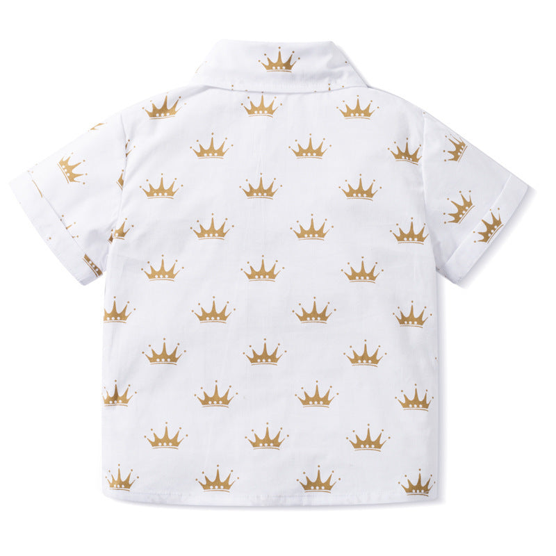 Sleeve Shorts Crown Printing Sets