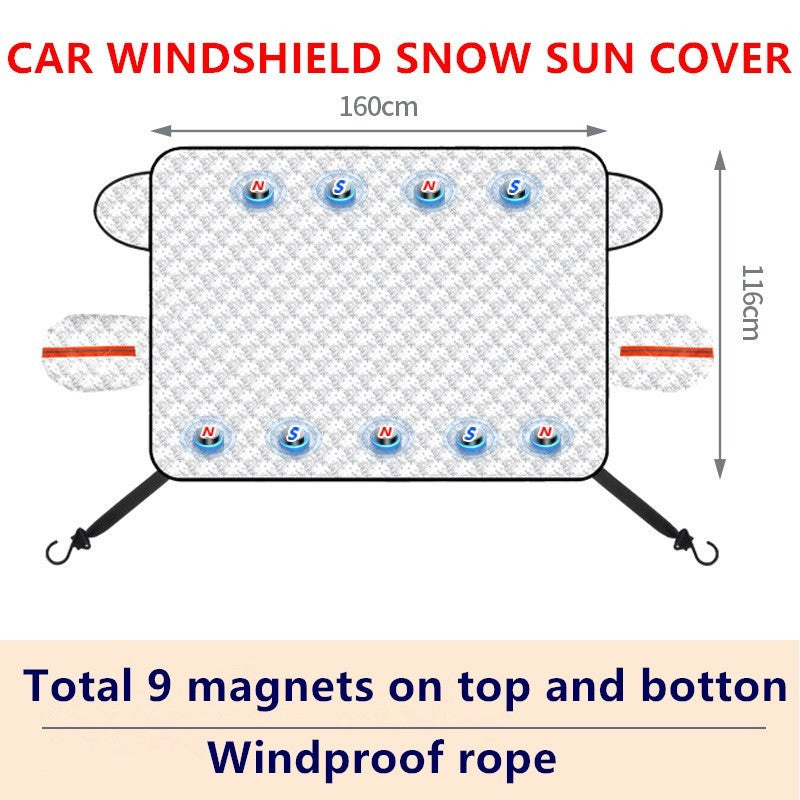 9 Magnetic Car Windscreen Windshield Frost Ice Snow Cover Window Mirror Protector With Hook