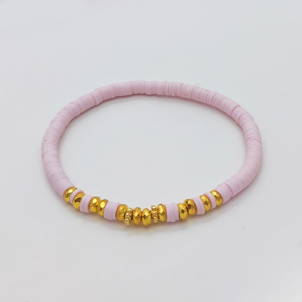 Holiday Beach Style Bracelet Female Color Polymer Clay Beaded Elastic String Bracelet