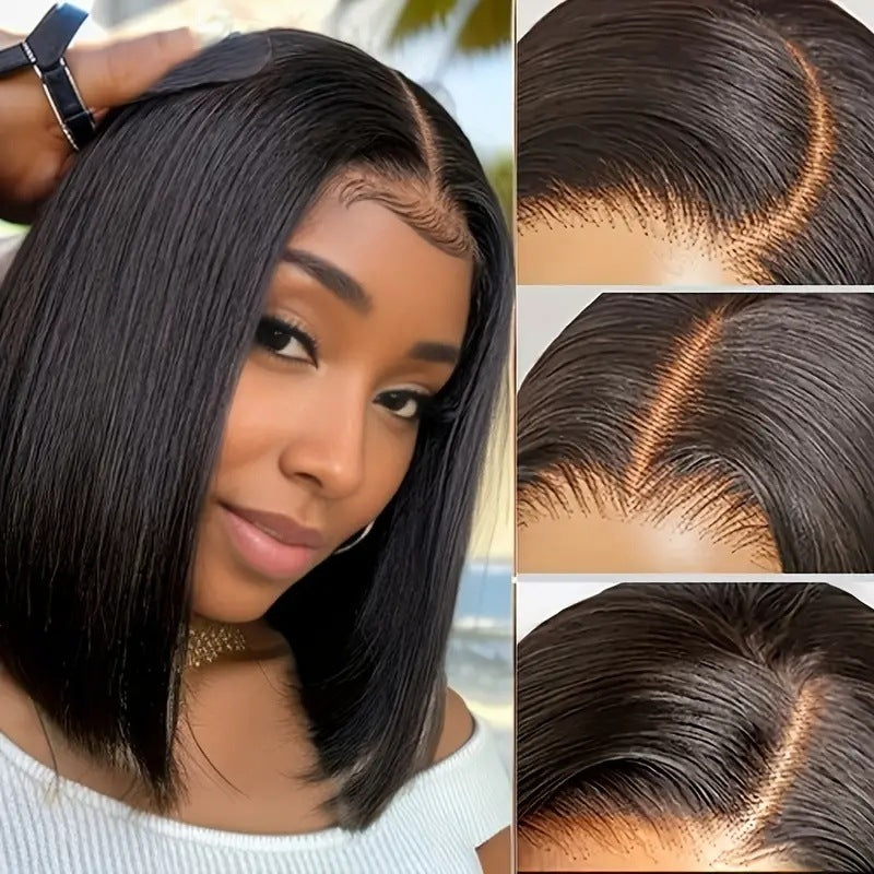 Front Lace Wig Women's Mid-length Short Straight Hair