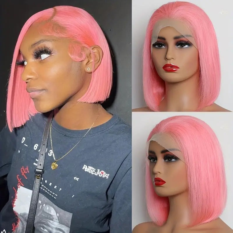 Front Lace Wig Women's Mid-length Short Straight Hair