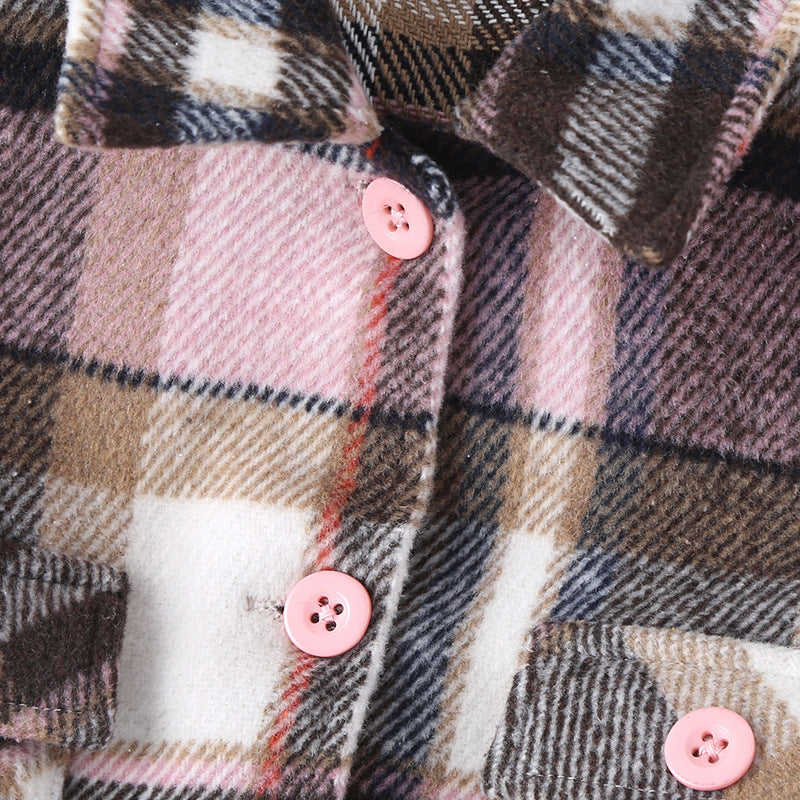 Girls Fashion Small Plaid Coat Fashion