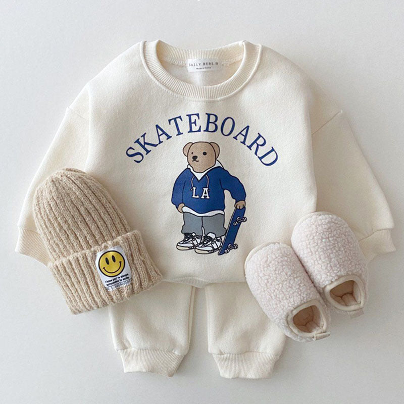 Infant Skateboard Bear Sweatshirt Casual Suit