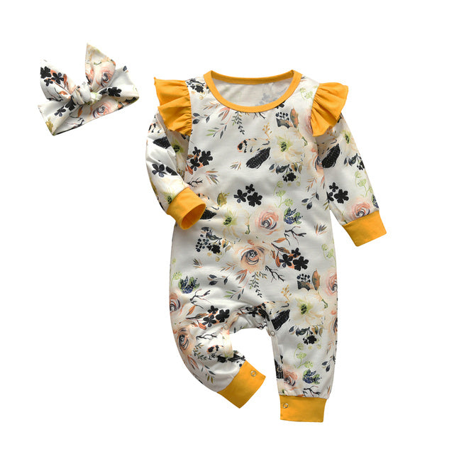 Cute Baby Girl Casual Floral Jumpsuit