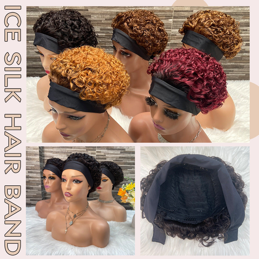 Colorful Real Human Hair Ice Silk Hair Band Elf