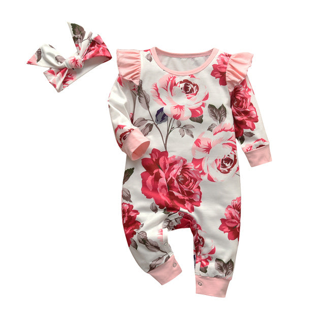 Cute Baby Girl Casual Floral Jumpsuit