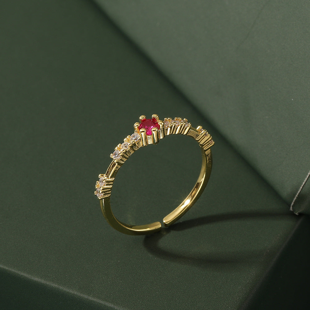 Women's Copper Micro-inlaid Light Luxury Petal Ring