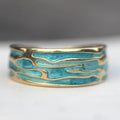 Drop Oil Blue Ocean Open Ring Fashion Women's Bracelet Ring