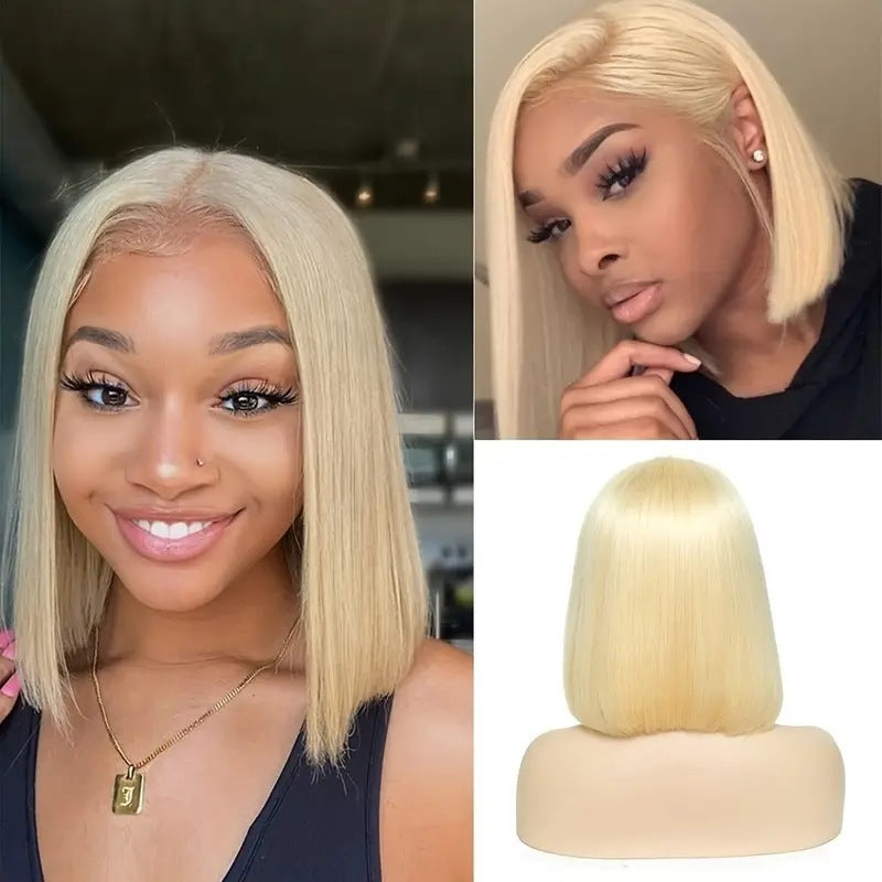 Front Lace Wig Women's Mid-length Short Straight Hair