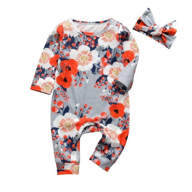 Cute Baby Girl Casual Floral Jumpsuit