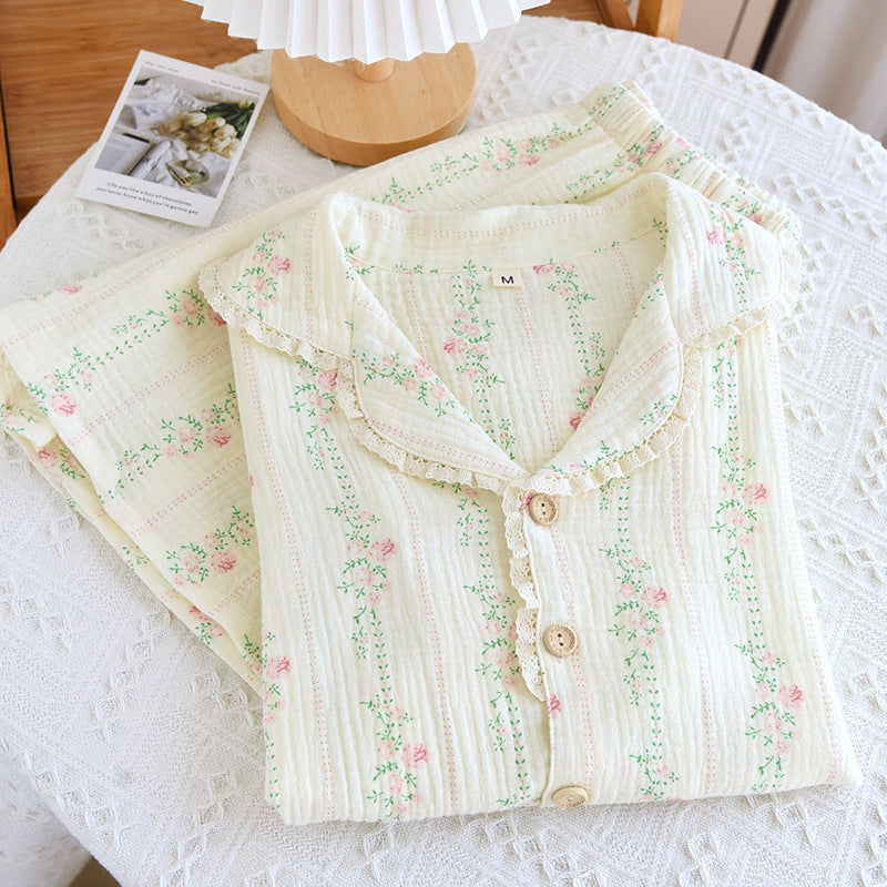 Sweet Floral Short-sleeved Shorts Cotton Pajamas