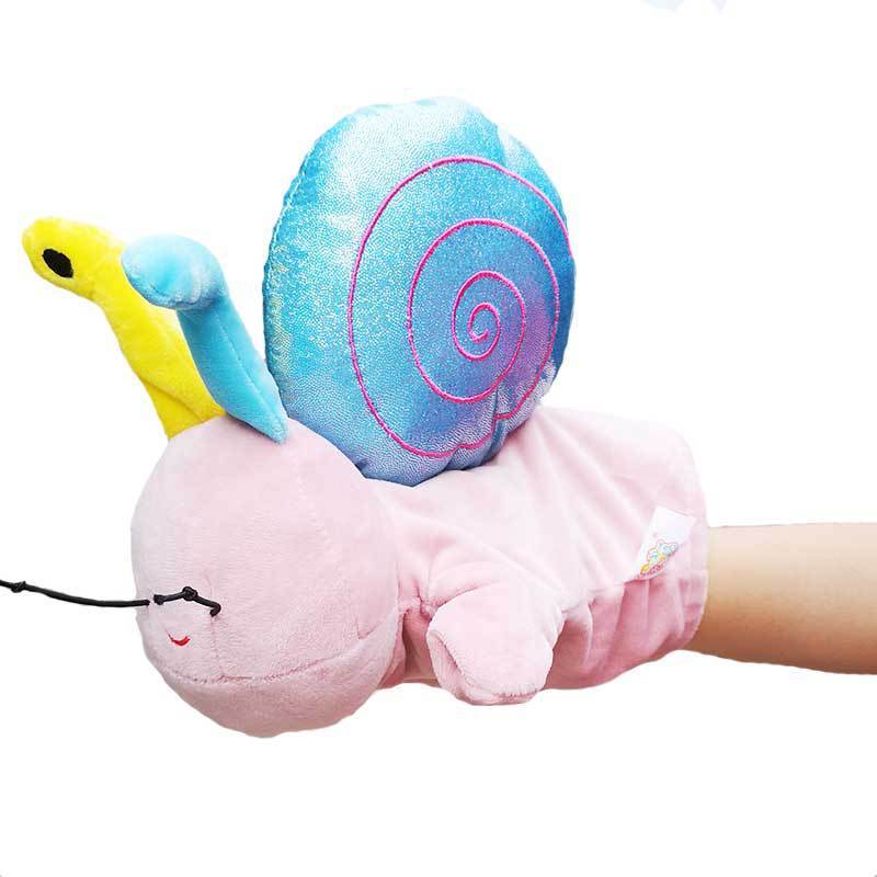 Plush Toy Snail Hand Puppet Doll Story Telling Game Props Parent-child Gloves