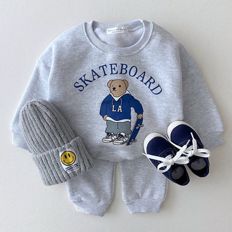 Infant Skateboard Bear Sweatshirt Casual Suit