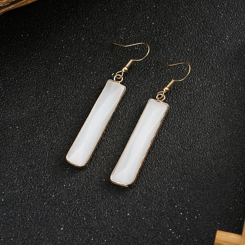 Design Natural Stone Opal Geometric Popular Earrings