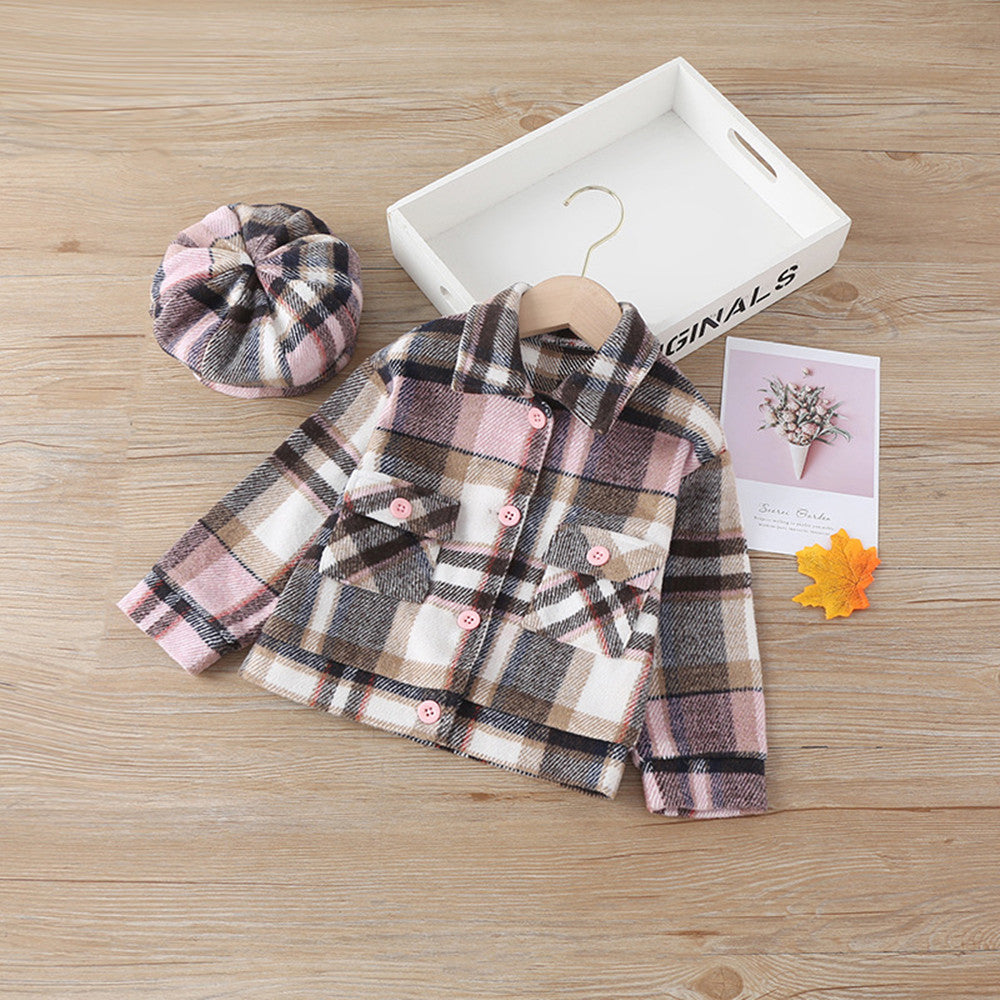 Girls Fashion Small Plaid Coat Fashion