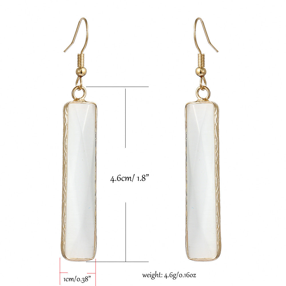Design Natural Stone Opal Geometric Popular Earrings