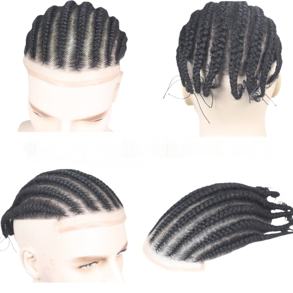 Men's Special Real Hair Hand-woven African Braid Wig Men Hair Piece