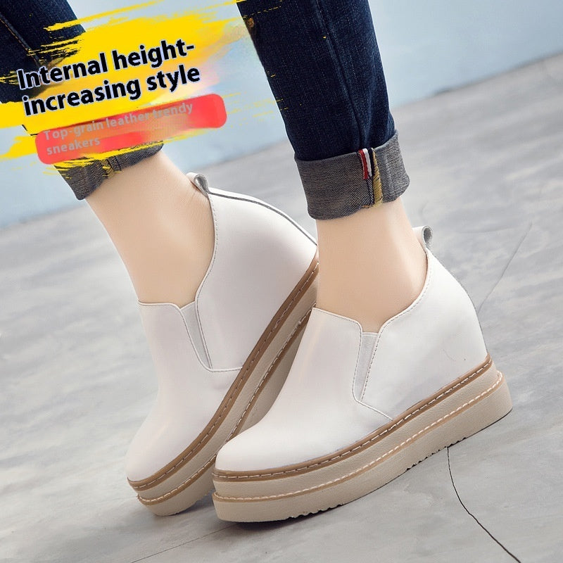 Women's Heel Platform Hollow-out Invisible Elevated White Shoes