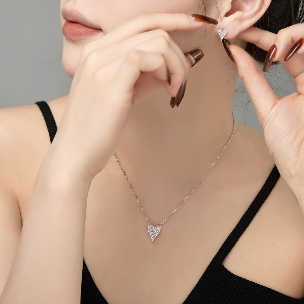 New S925 Sterling Silver Women's Necklace Ear Stud