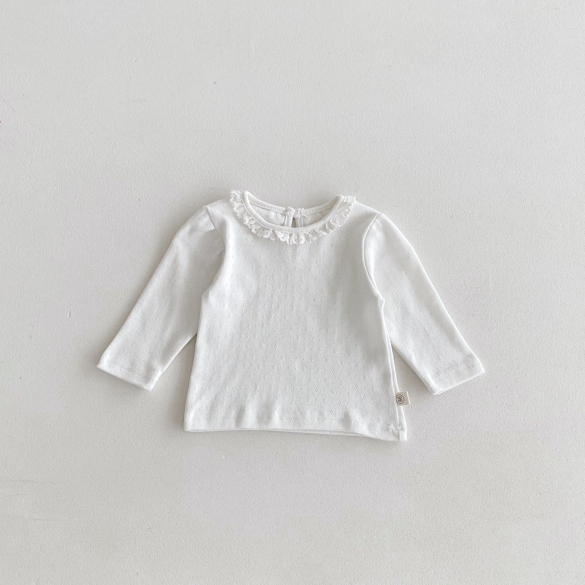 Autumn Arrival Baby Girls Hollow-out Pattern Long Sleeves Top with Collar